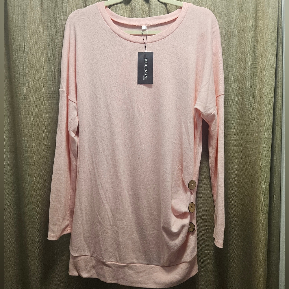 Pink Women's Top with Button Detail